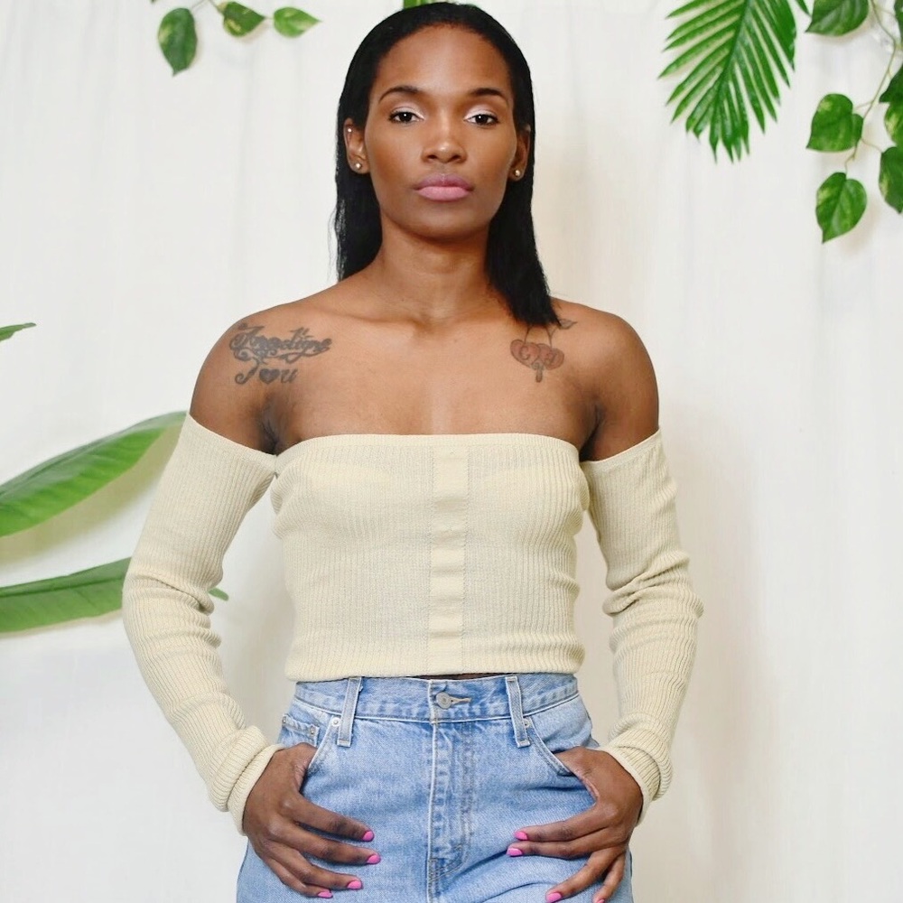 ASOS Nude Off The Shoulder Crop